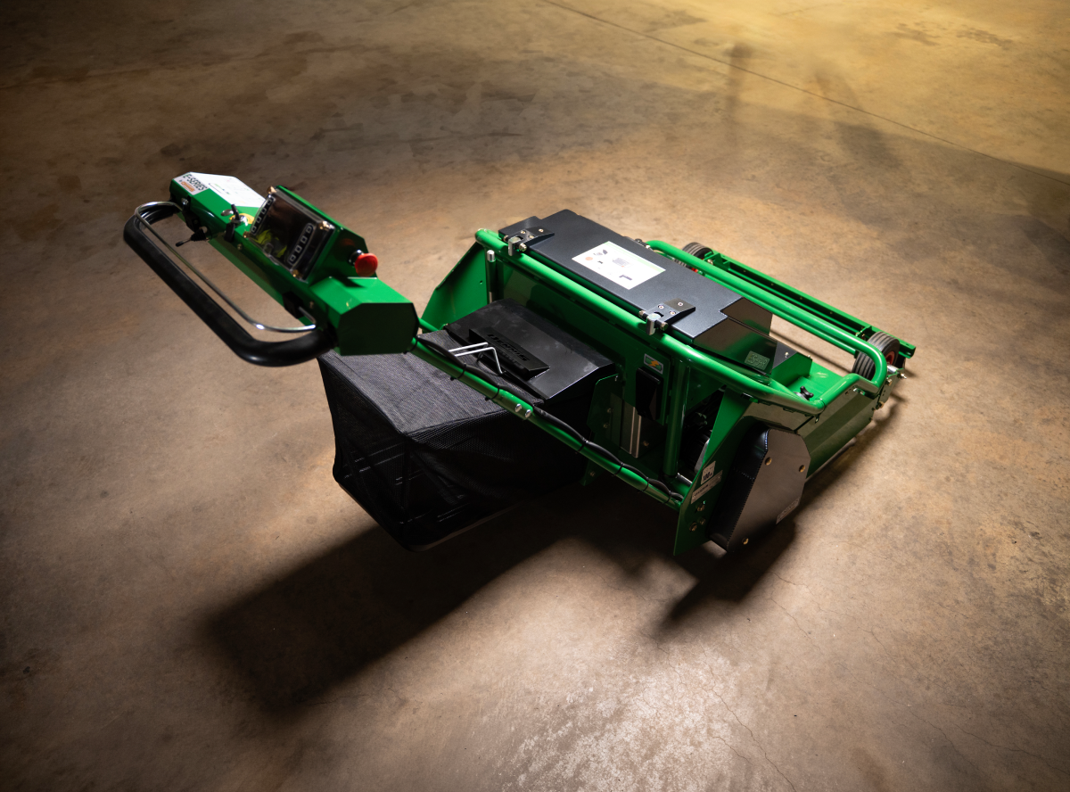 The Dennis ES-34R - (Rear) A battery-powered twin-blade rotary mower